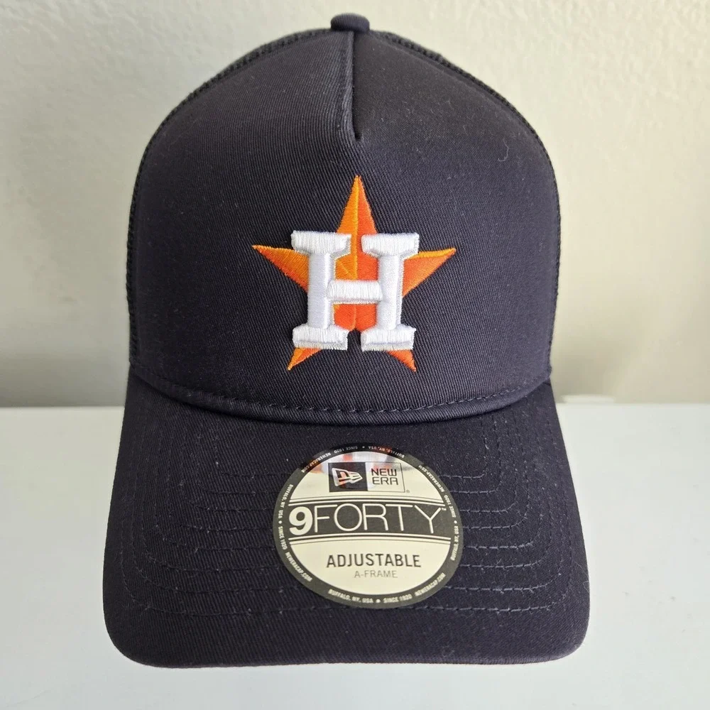 New Era Houston Astros MLB 9FORTY Snapback Trucker Hat Dark Blue A‎ Frame New